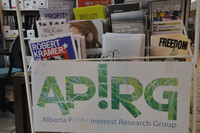 Photo of APIRG pamphlet stand.
