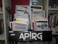 Photos of APIRG Pamphlet stand.